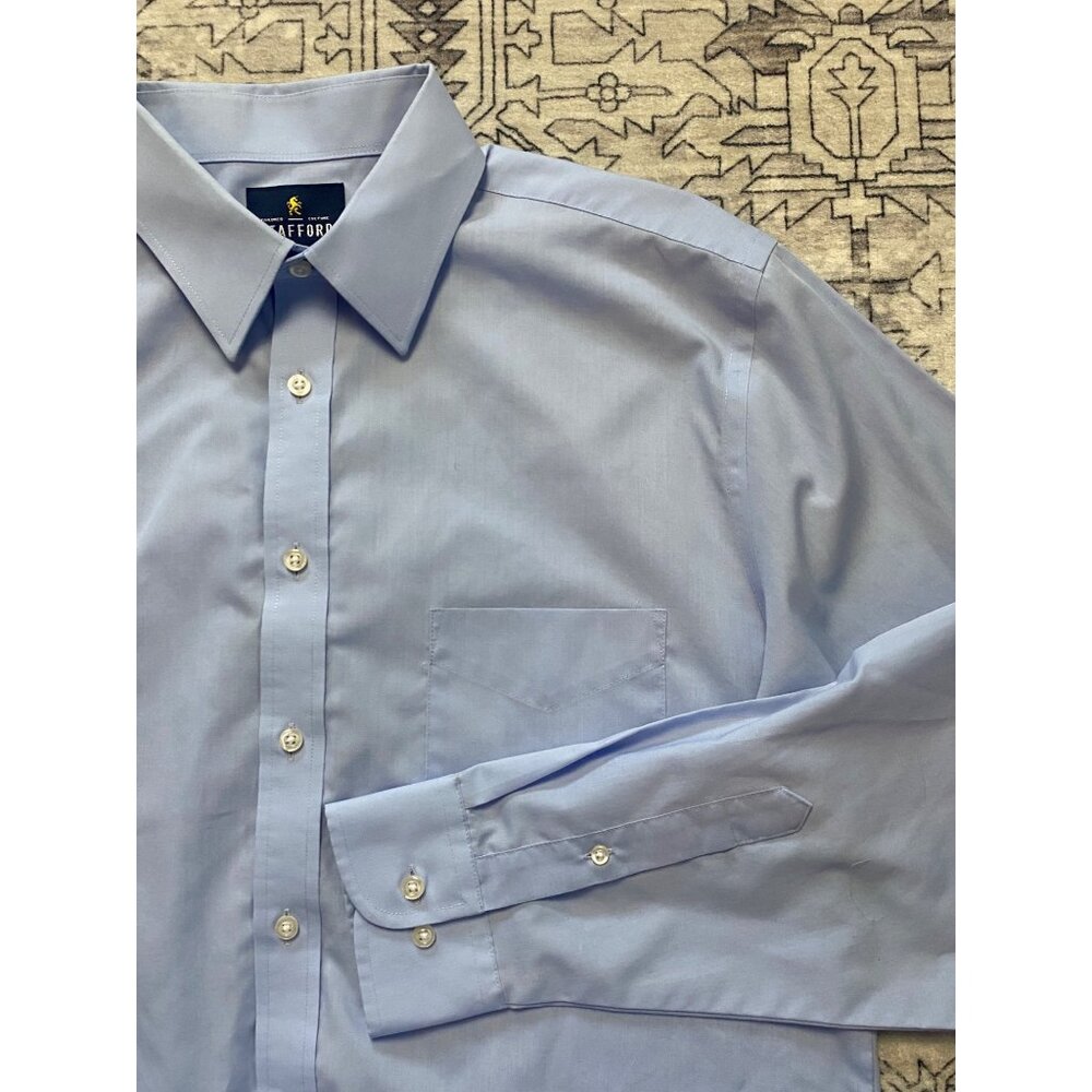 Stafford Mens Regular Fit Light Blue Travel‎ Performance Super Shirt 16 34-35